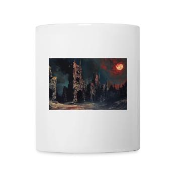 Poster Illustration Medieval Landscape in Ruins - Mug - white - Front