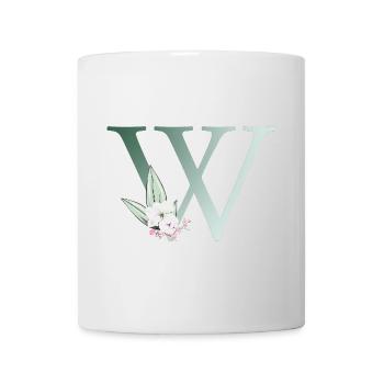W Monogramme, Floral, Personnalisable - Mug blanc - blanc - Devant