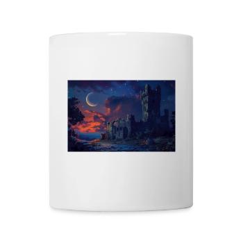 Poster Illustration Mittelalterliche Landschaft in Ruinen - Tasse - Weiß - Vorne