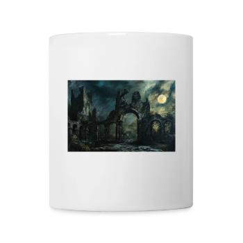 Poster Illustration Mittelalterliche Landschaft in Ruinen - Tasse - Weiß - Vorne