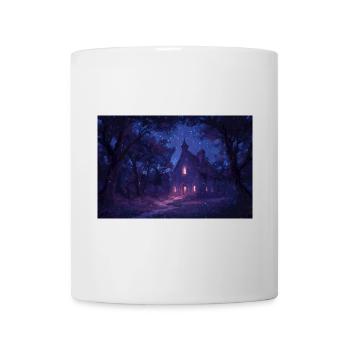 Poster Illustration église dans la nuit - Mug blanc - blanc - Devant