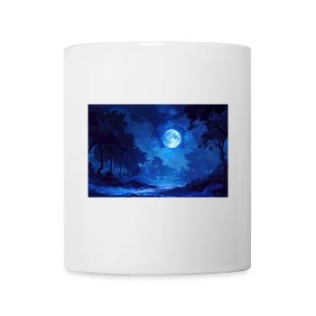 Nachtlandschaft Illustration Poster - Tasse - Weiß - Vorne
