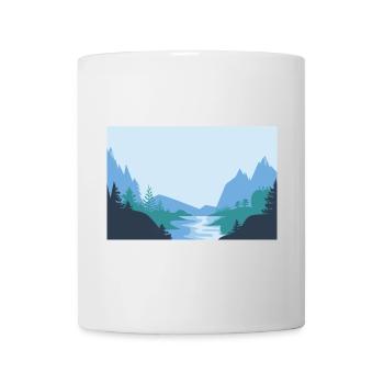 Minimalist landscape with river and mountains - Mug - white - Front