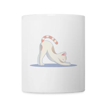 chat mignon dans une pose d’étirement de yoga classique - Mug blanc - blanc - Devant