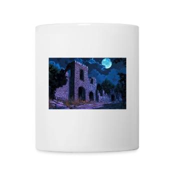 Poster Illustration Mittelalterliche Landschaft in Ruinen - Tasse - Weiß - Vorne