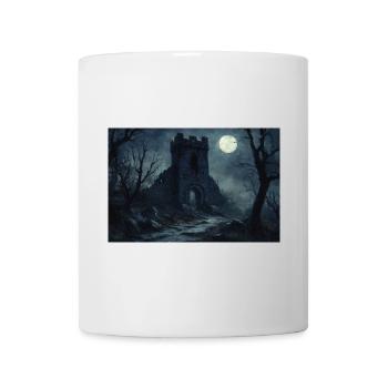 Poster Illustration Mittelalterliche Landschaft in Ruinen - Tasse - Weiß - Vorne