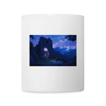 Poster Illustration Medieval Landscape in Ruins - Mug - white - Front