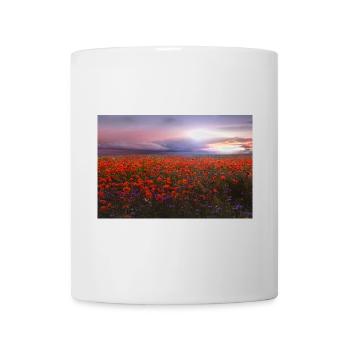 Abendlicht über dem Mohnfeld - Tasse - Weiß - Vorne