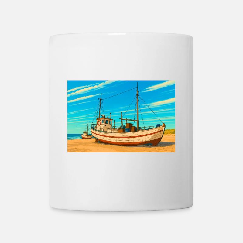 Cutter sur le Sletterstrand au Danemark - Mug blanc - blanc