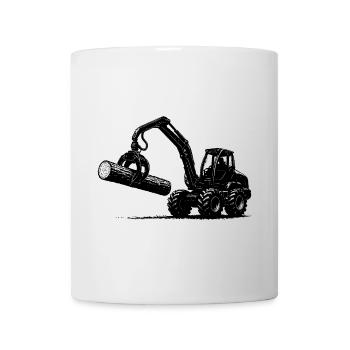 Trekker mit Holzstamm (Schwarz) - Tasse - Weiß - Vorne