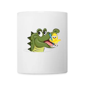 Crocodile and bird brushing their teeth – funny animals - Mug - white - Front