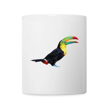 Bunter Geometrie-Tukan – Vogel im Polygon-Stil - Tasse - Weiß - Vorne