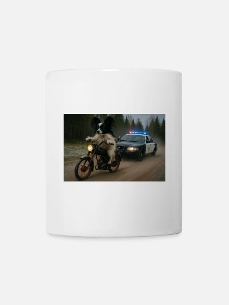 Mobylette poursuivi par une voiture de police - Mug blanc - blanc
