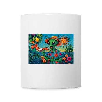 Alien in Sizilien mit Cannolo Lustige Pop Art - Tasse - Weiß - Vorne