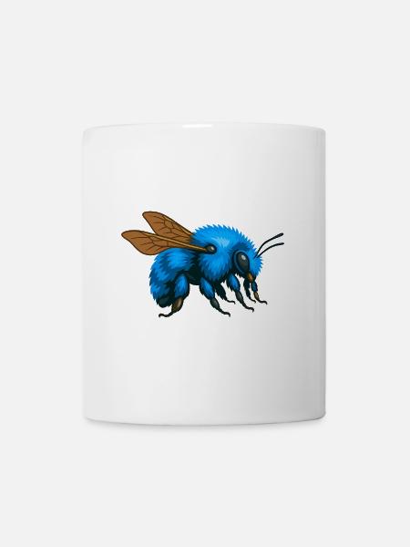 Blaue Hummel rechts - Tasse - Weiß