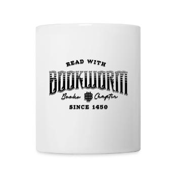 Bookworm T-Shirt – Read With Bookworm – Bücherwurm - Tasse - Weiß - Vorne