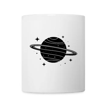 Minimalistischer Planet mit Ring – Schwarze Space - Tasse - Weiß - Vorne