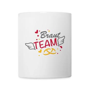 Braut Team mit Herzen, Ringen und Flügeln - Tasse - Weiß - Vorne