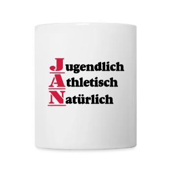 Jan , Vorname,Namensschild,Name,Fun Shirt (25) - Tasse - Weiß - Vorne