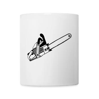Motorsäge , Kaminholz , Old School Kettensäge (25) - Tasse - Weiß - Vorne