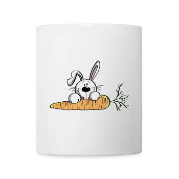 White rabbit with fat carrot - Easter - Easter bunny - Mug - white - Front