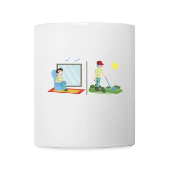 Treasure hunter in nice weather metal detector - Mug - white - Front