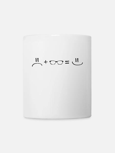 Unhappy plus Glasses is Happy - Brille - Tasse - Weiß