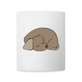 Sleeping Puppy Cartoon Print - Mug - white - Front