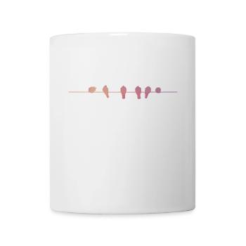 Bird family on branch silhouette abstract - Mug - white - Front