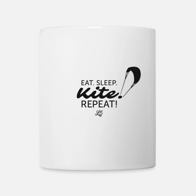 Eat Sleep Kite Repeat - avec kite - Mug blanc - blanc