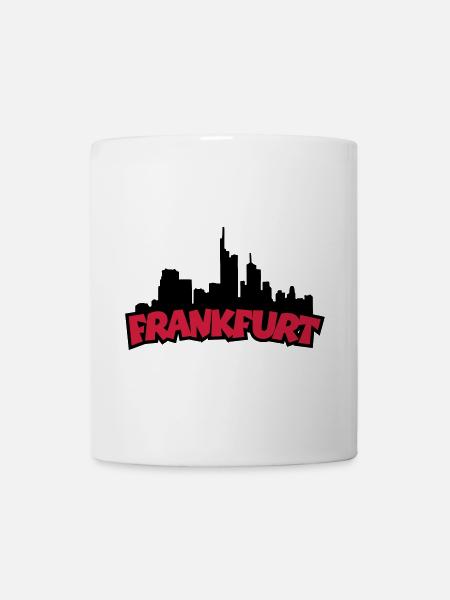 Frankfurt Skyline (Black / Red) - Mug - white