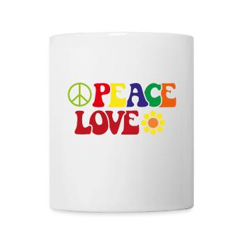 Paix et Amour Amour Flower Power Gift Sign - Mug blanc - blanc - Devant