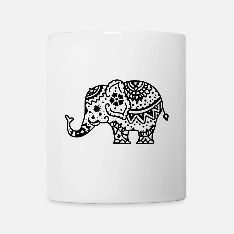 Verzierter indischer Elefant - Tasse - Weiß