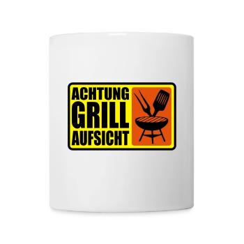 ACHTUNG GRILL-AUFSICHT - Tasse - Weiß - Vorne