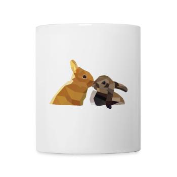 Lapins de pâques lapins polygone lapins cadeau amour - Mug blanc - blanc - Devant