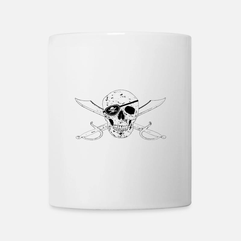 Drapeau Pirate Jolly Roger m Eye Patch - Mug blanc - blanc
