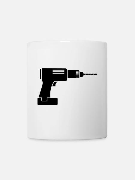 bohrmaschine Handwerker Akkuschrauber Symbol icon - Tasse - Weiß