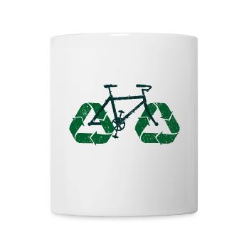 go green bike recycle symbol distressed style - Mug - white - Front