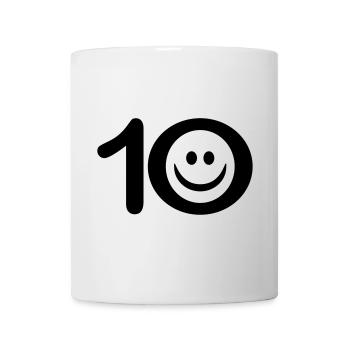 Zum Zehnten: 10 mit Lächel-Gesicht - Tasse - Weiß - Vorne