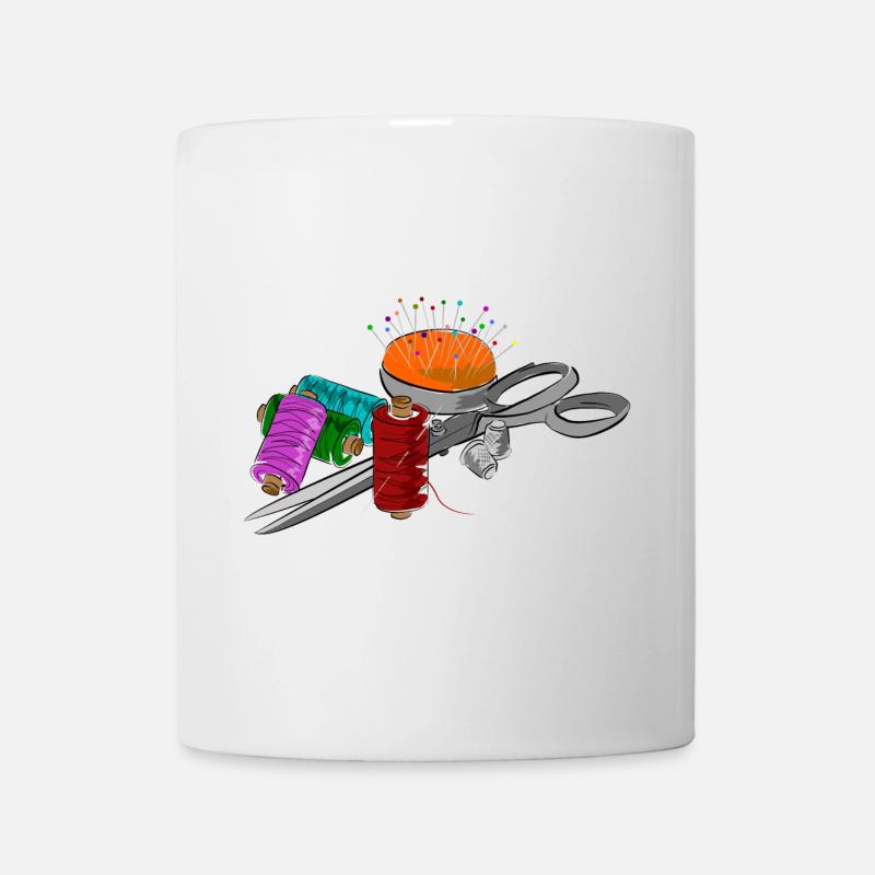 Motif tailleur avec ciseaux - Mug blanc - blanc
