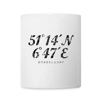 Düsseldorf Koordinaten (Vintage/Schwarz) - Tasse - Weiß - Vorne