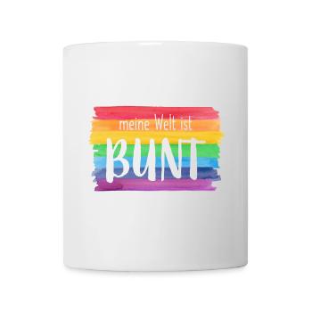 Meine Welt ist bunt Regenbogen fröhlich farbenfroh - Tasse - Weiß - Vorne