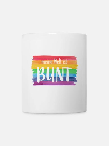 Meine Welt ist bunt Regenbogen fröhlich farbenfroh - Tasse - Weiß