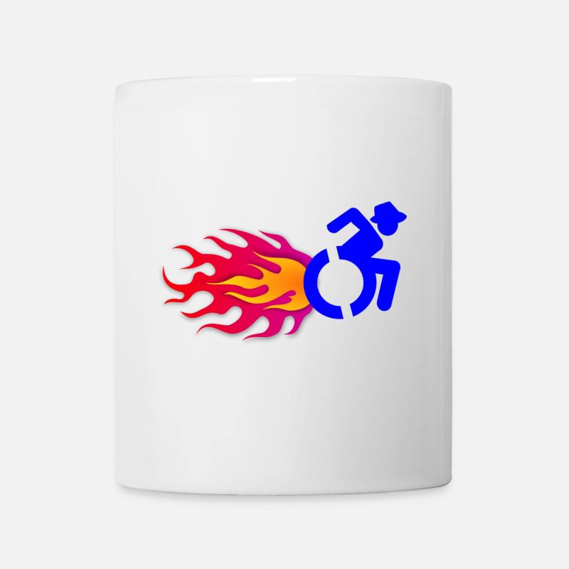 Rollstuhlfahrer mit Flammen # - Tasse - Weiß