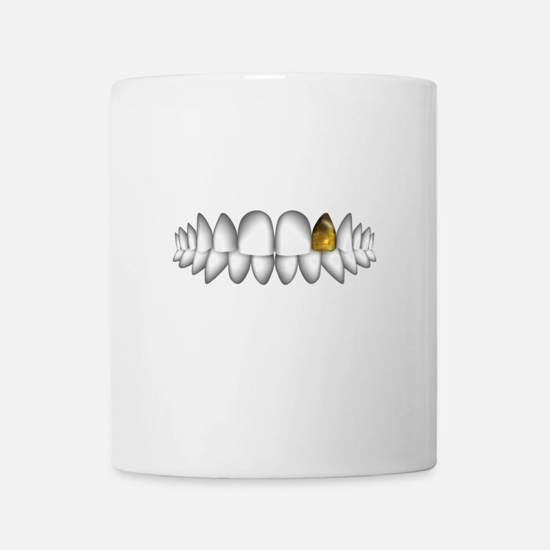 teeth with gold tooth - Mug - white