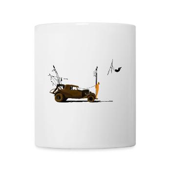 Vintage car and orange silhouette - Mug - white - Front