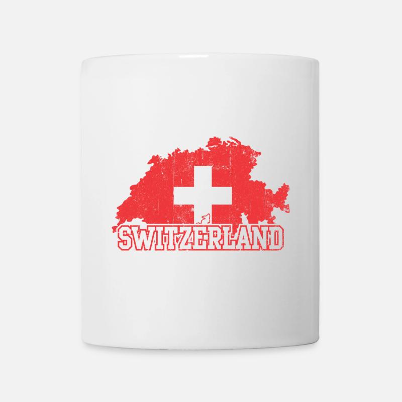 Swiss Map Cross Emblem with Silhouettes - Mug - white