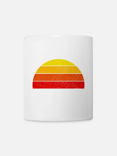 Retro rainbow sunset semicircle - Mug - white
