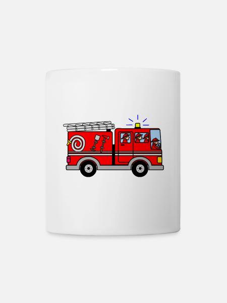 Fire engine with wailing siren - Mug - white