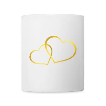 Wedding Motifs, Two Gold Hearts, Wedding - Mug - white - Front